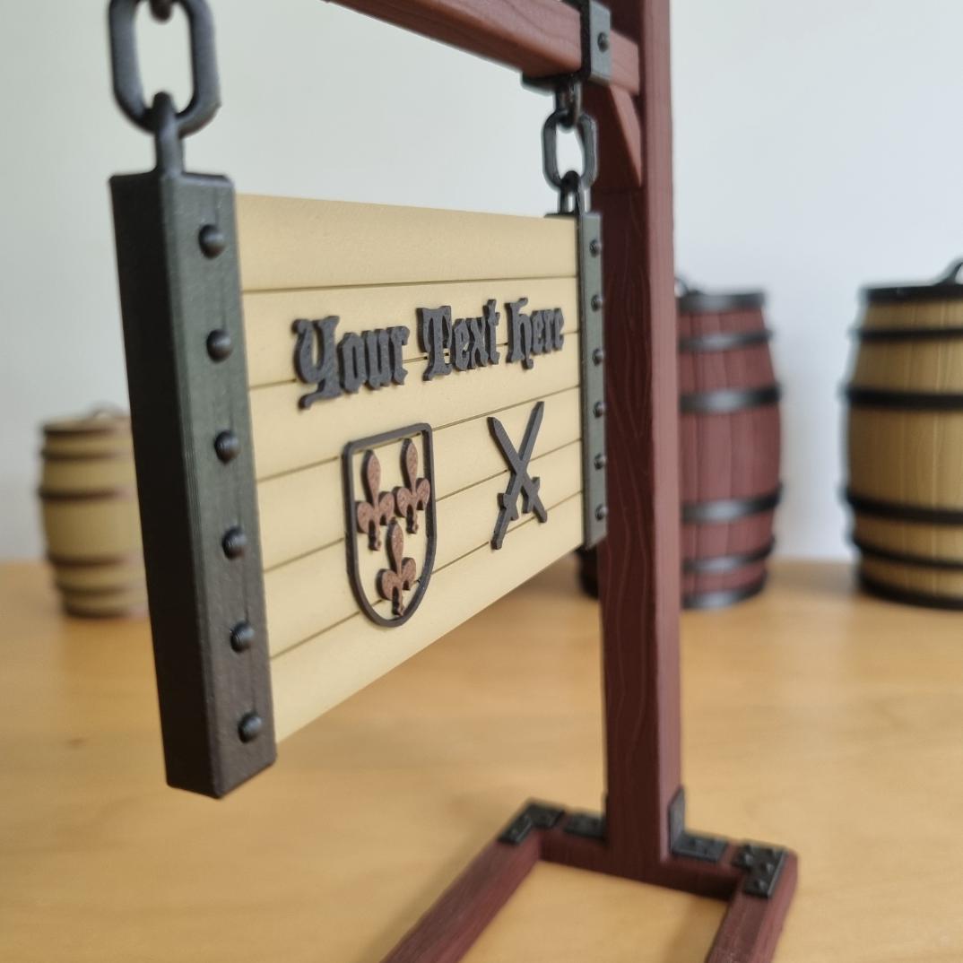 Personalised Hanging Sign | Custom Logo, Text & Symbols | Double Sided | 3D Printed