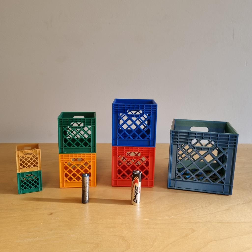 Mini Milk Crates | Stackable Storage Bins in Multiple Sizes & Colours | Small Organiser Box