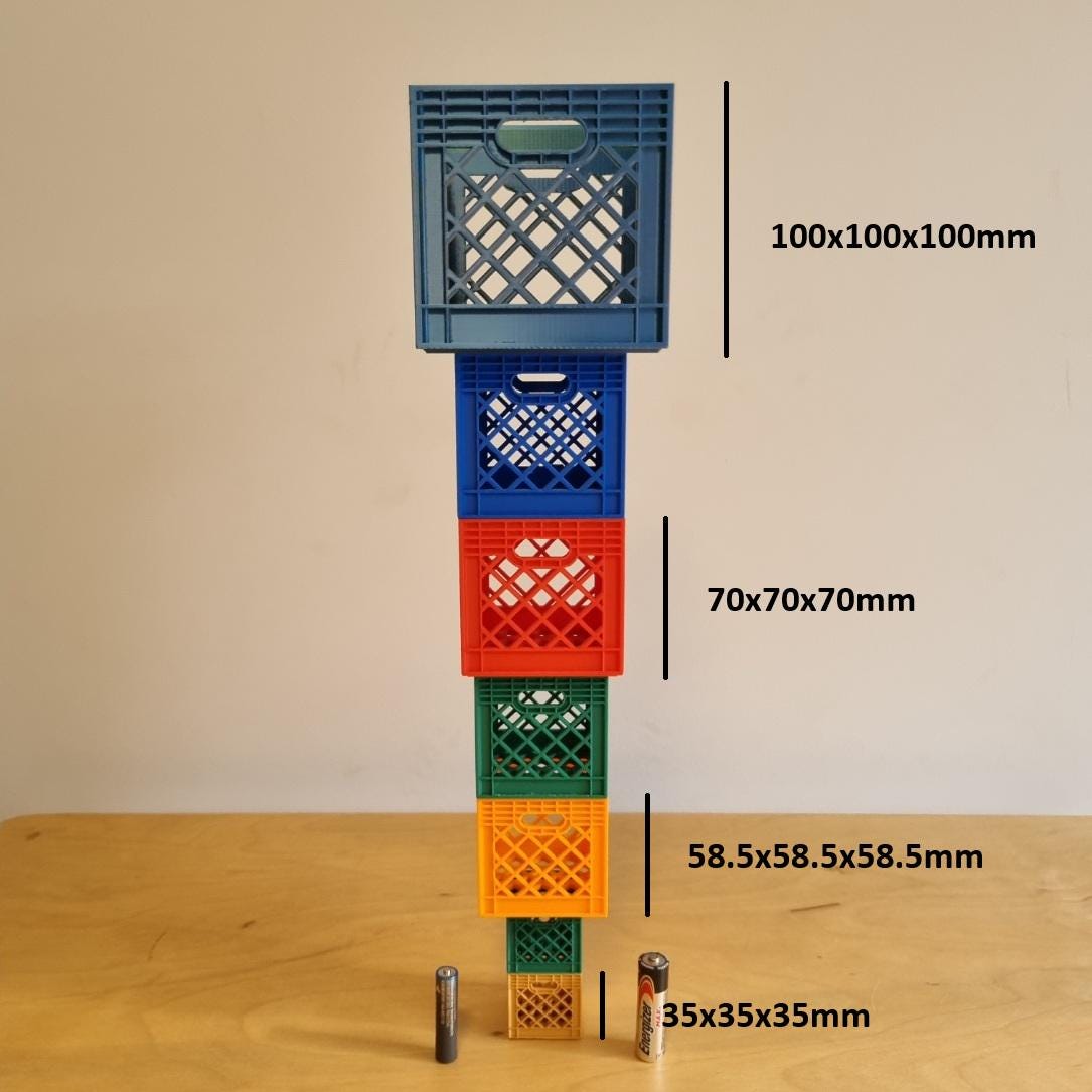 Mini Milk Crates | Stackable Storage Bins in Multiple Sizes & Colours | Small Organiser Box