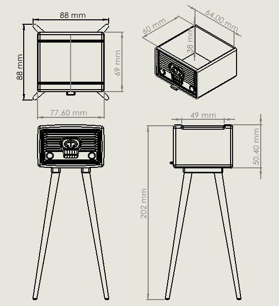 Retro Vintage Radio Headphone Stand with Storage Drawer for Ear Buds